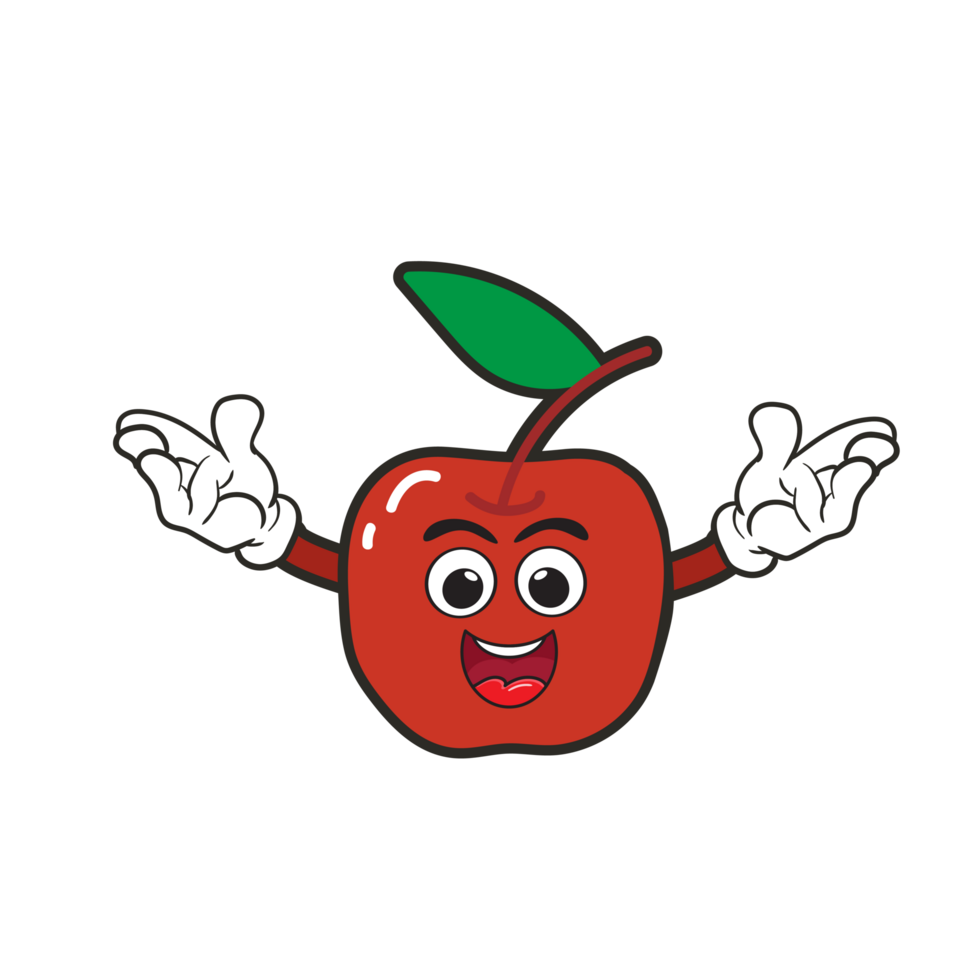 frutta mascotte Sorridi contento divertente per bambini, kawaii scarabocchio logo png