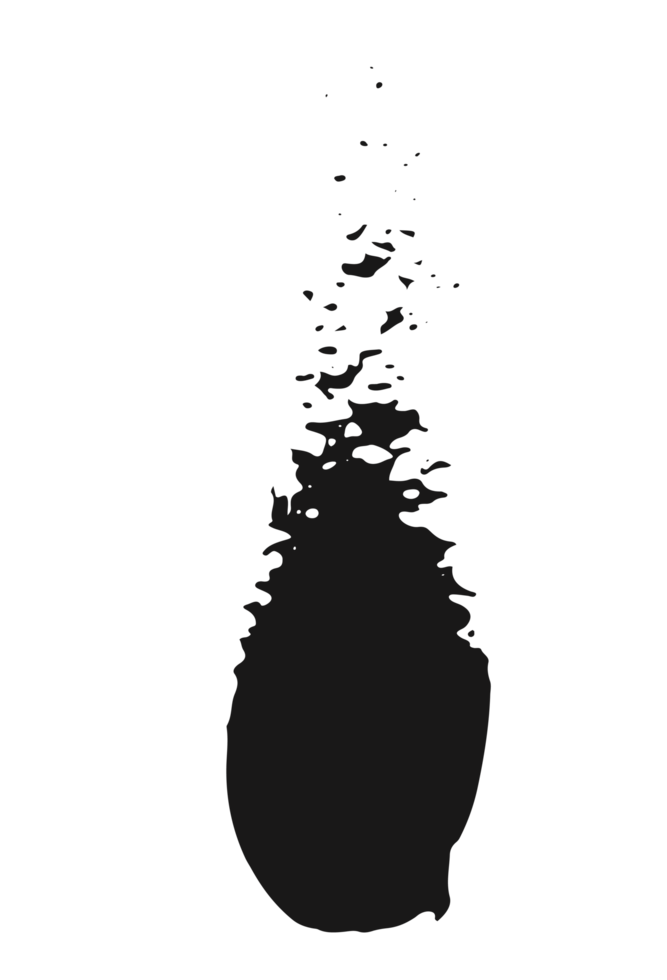 black staine brush, grunge banner, hand drawn splash. Grunge badge brush, hand drawn black png