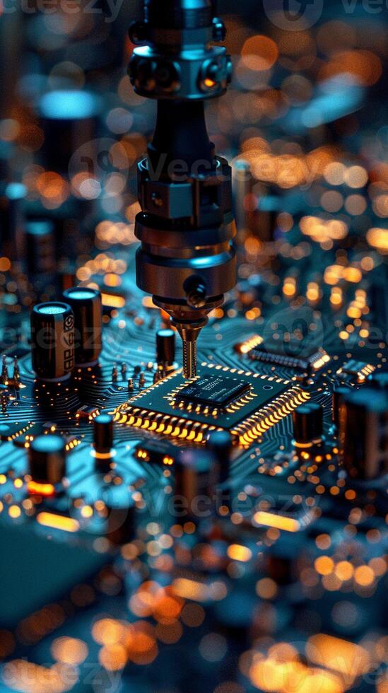 AI generated Robot arm circuit board photo