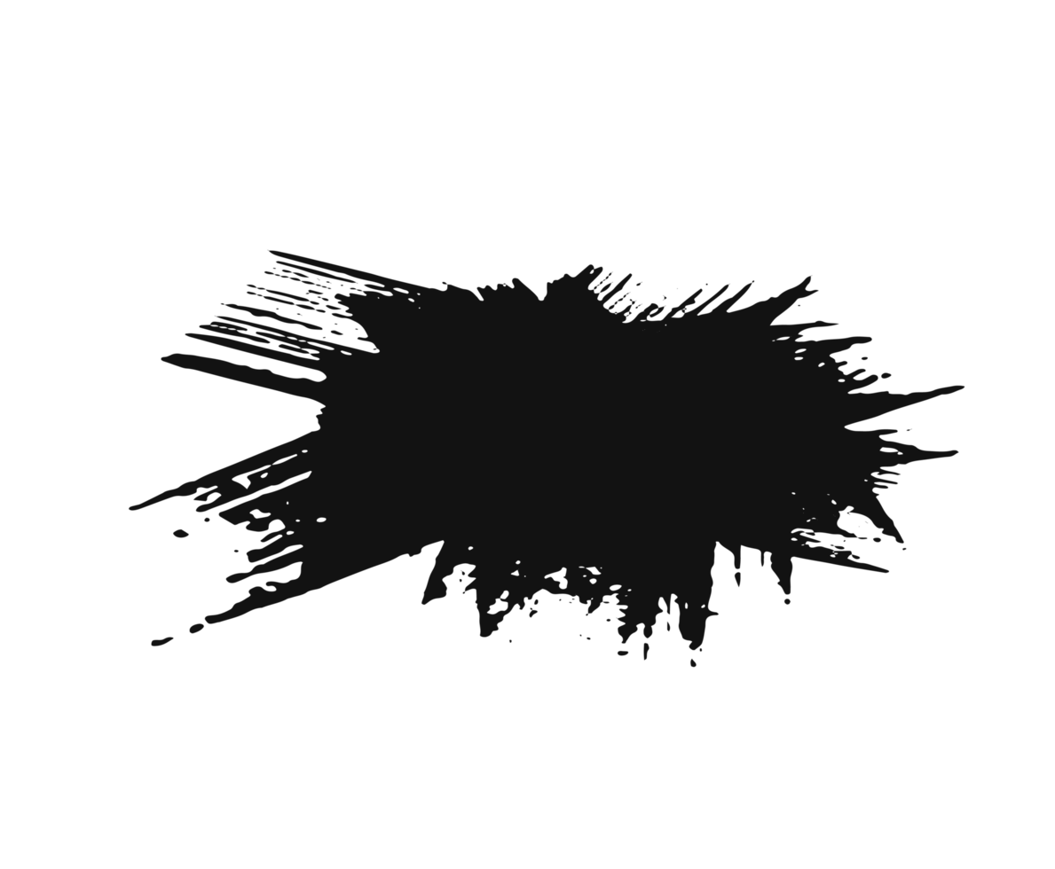 black staine brush, grunge banner, hand drawn splash. Grunge badge brush, hand drawn black png