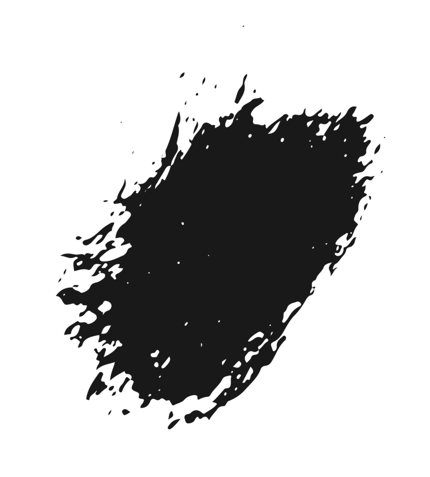 black staine brush, grunge banner, hand drawn splash. Grunge badge brush, hand drawn black png