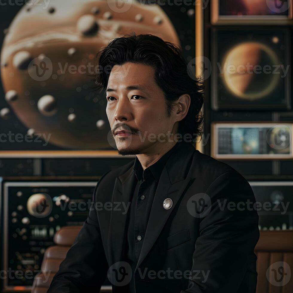 AI generated The first human ambassador to an alien world navigates complex intergalactic diplomacy bridging worlds with words photo