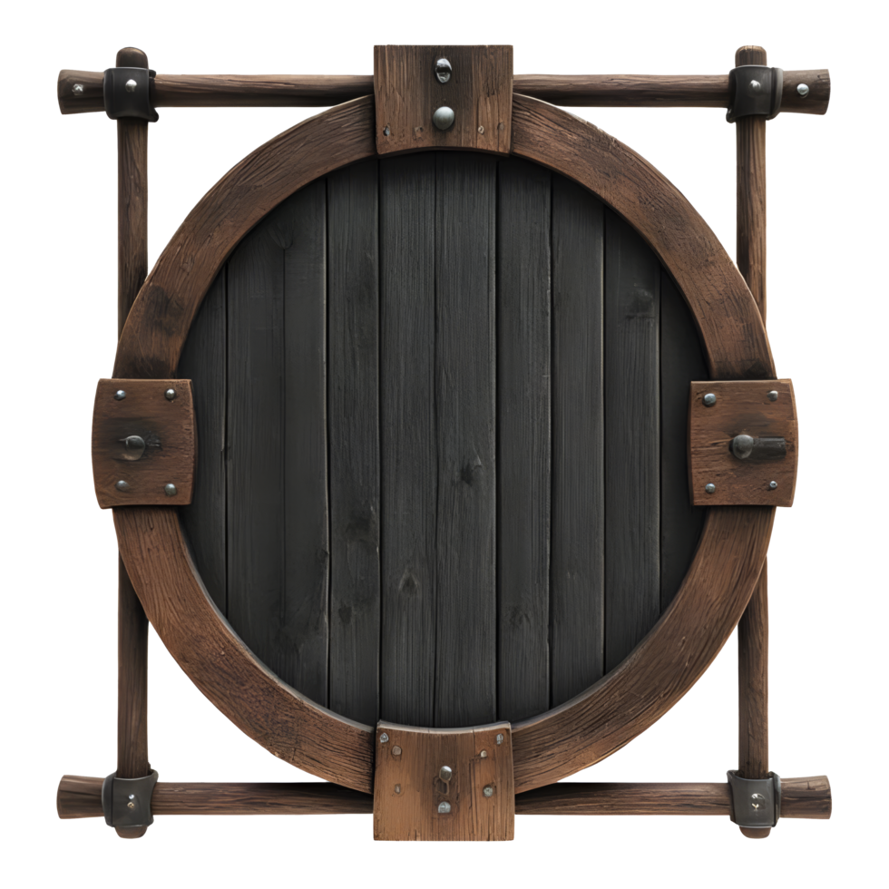 AI generated Viking wooden board made of planks isolated transparent background png