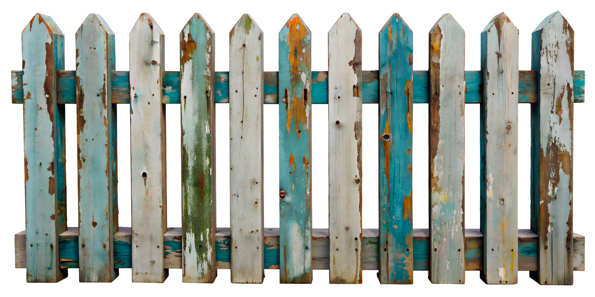 AI generated Old Painted Wooden Fence png