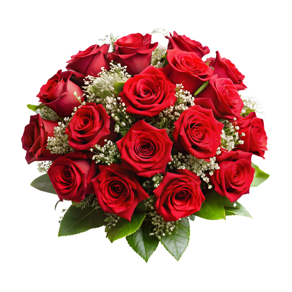 AI generated Red Roses Bouquet Against Clear Backdrop png