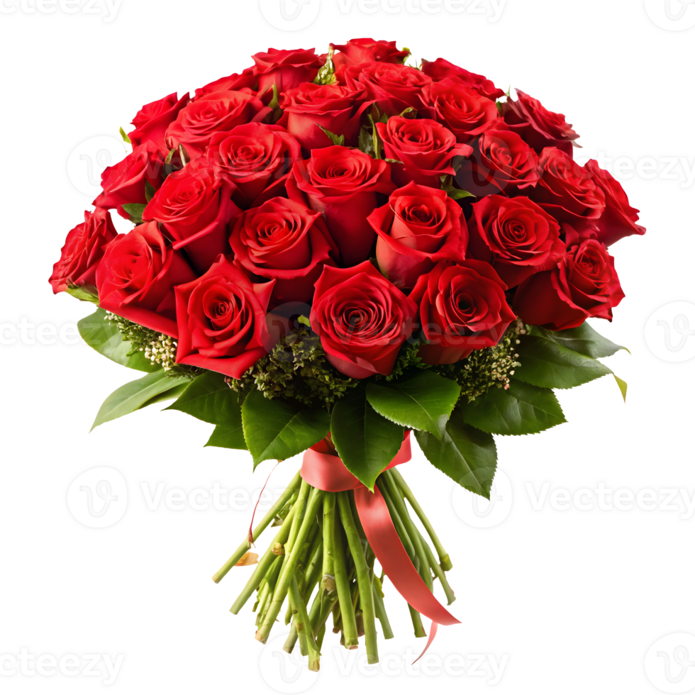 AI generated Red Rose Bouquet On Transparent Background png