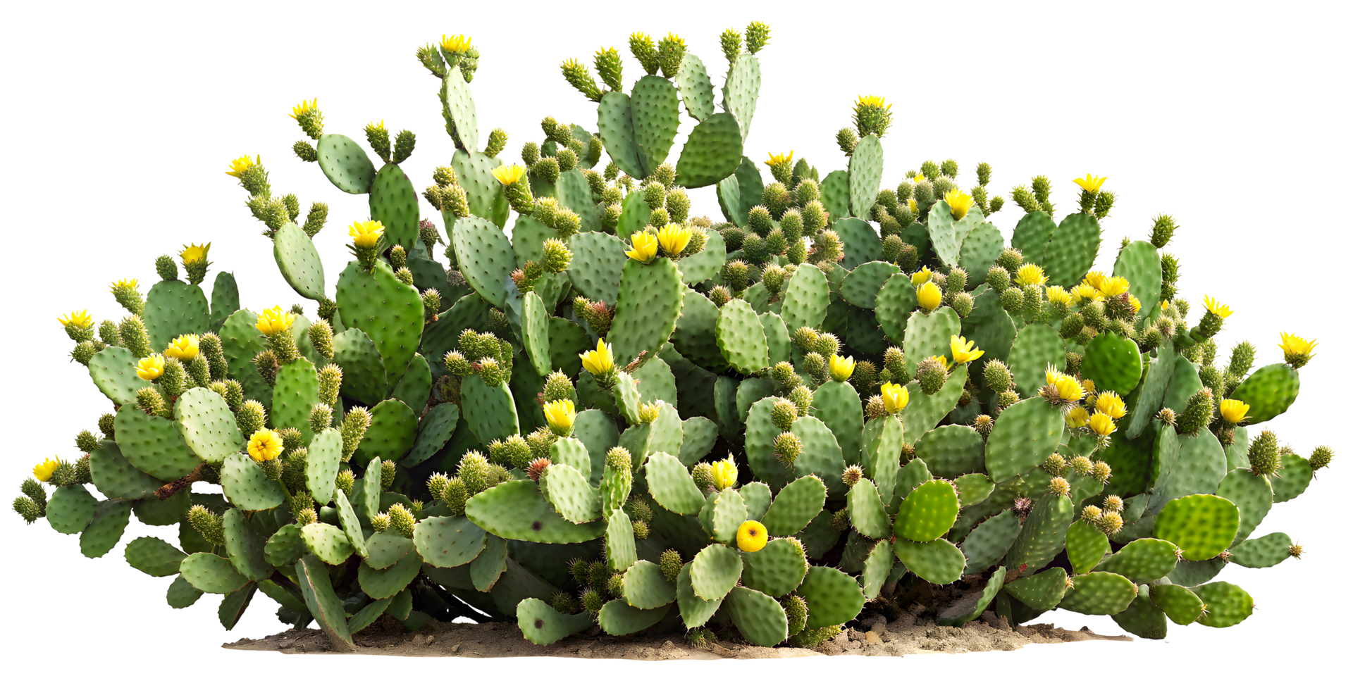 AI generated Blooming Prickly Pear Cactus Shrub png