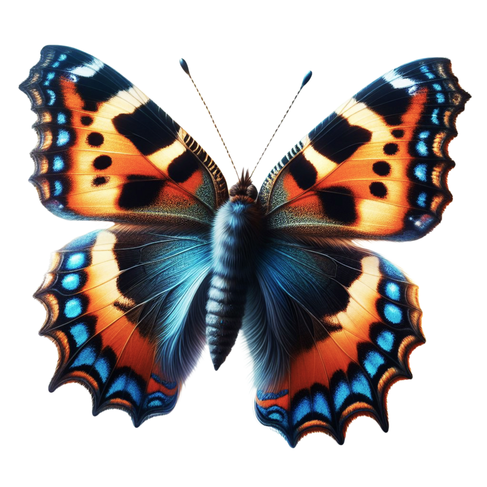 AI generated Attractive Small Tortoiseshell butterfly isolated on wings spread, close-up macro png