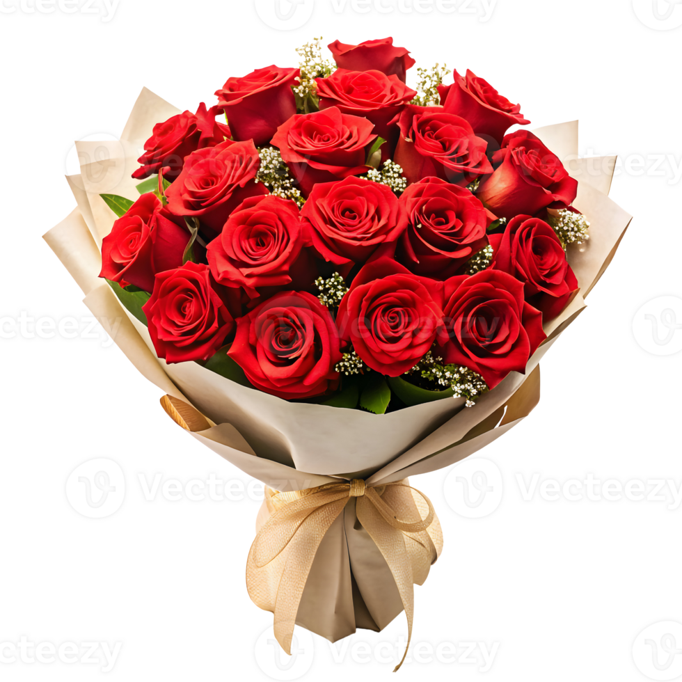 AI generated Vibrant Red Roses Bouquet png