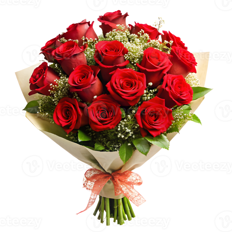 AI generated A Bouquet Of Vibrant Red Roses png