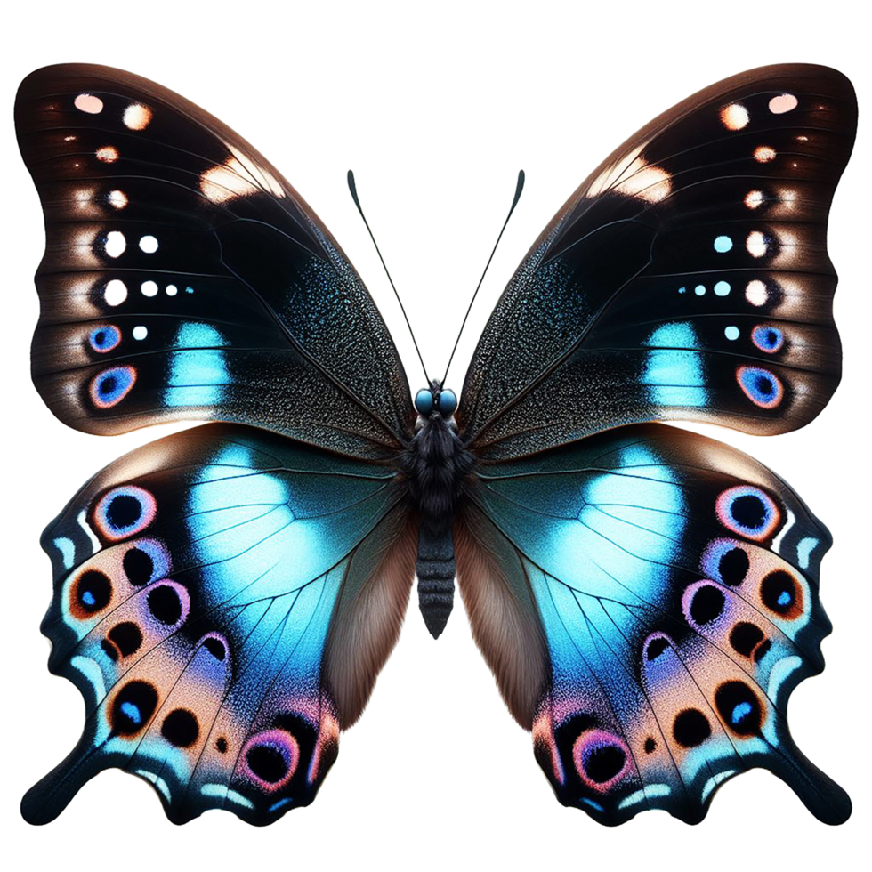 AI generated Vibrant Mourning Cloak butterfly isolated on wings spread, close-up macro png