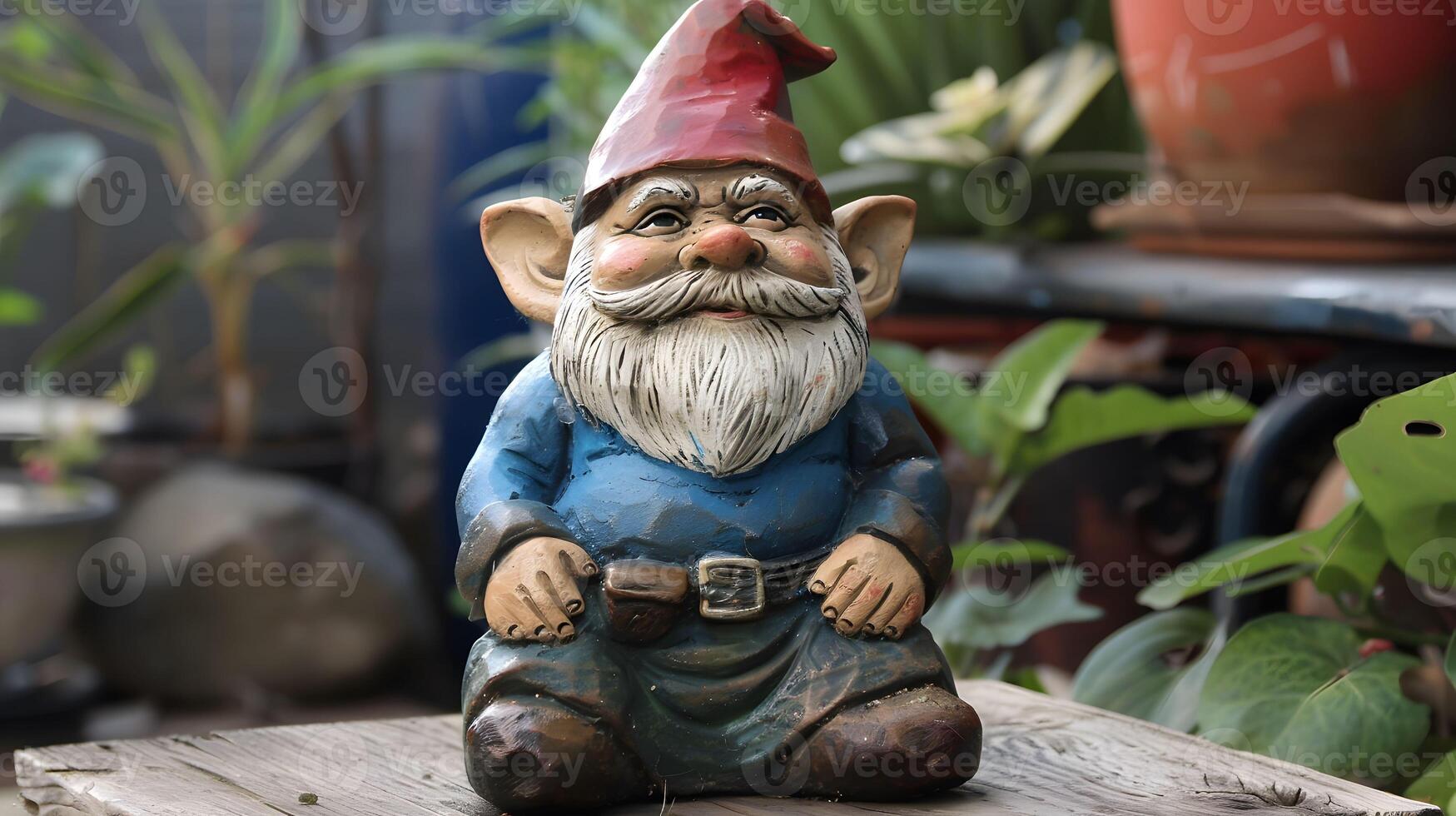 AI generated Garden gnome chubby and merry photo