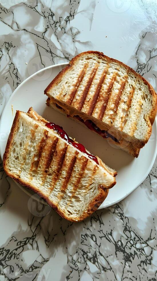 AI generated Peanut butter and jelly sandwich classic combo photo
