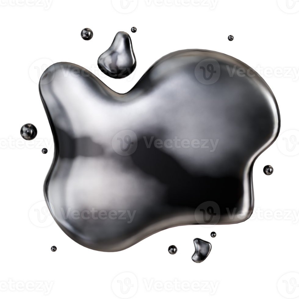 3D Chrome Abstract Liquid Shapes png