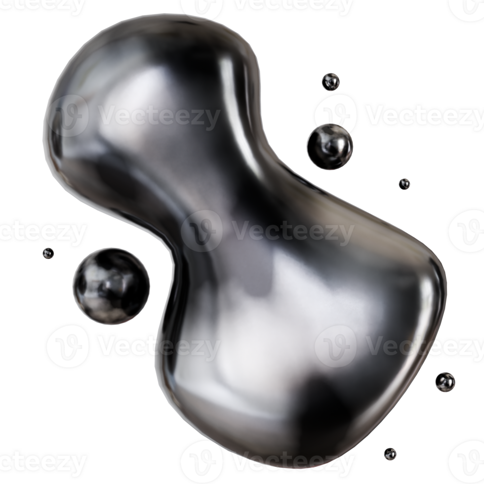3D Chrome Abstract Liquid Shapes png