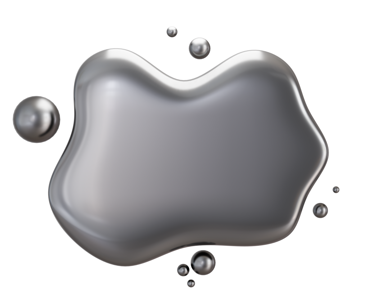 3D Chrome Abstract Liquid Shapes png