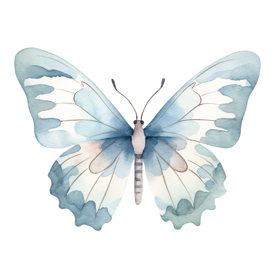 ai généré papillon aquarelle bleu png