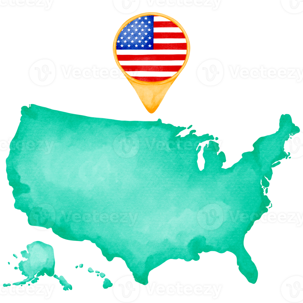 American map with Flag Location png