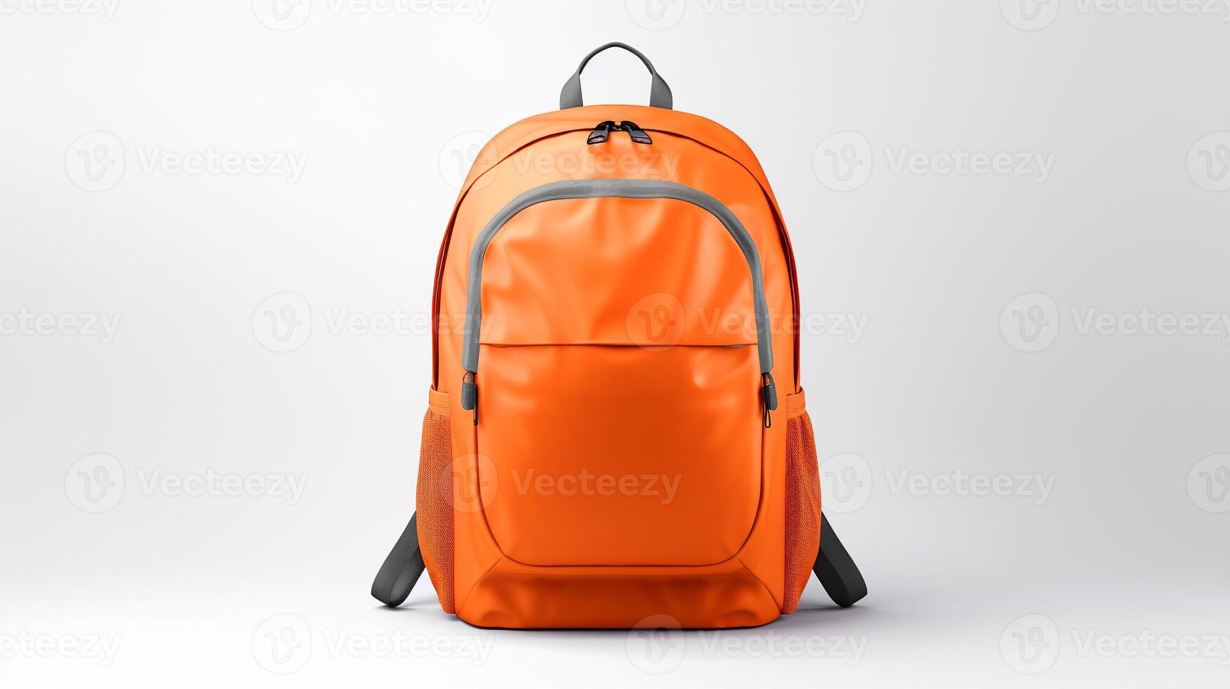 ai generado naranja ciclismo mochila bolso aislado en blanco antecedentes con Copiar espacio para anuncio publicitario. ai generado foto