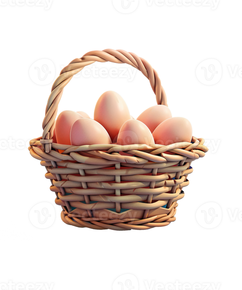 ai generiert Illustration 3d Korb von Ei zum feiern Ostern ai generiert png