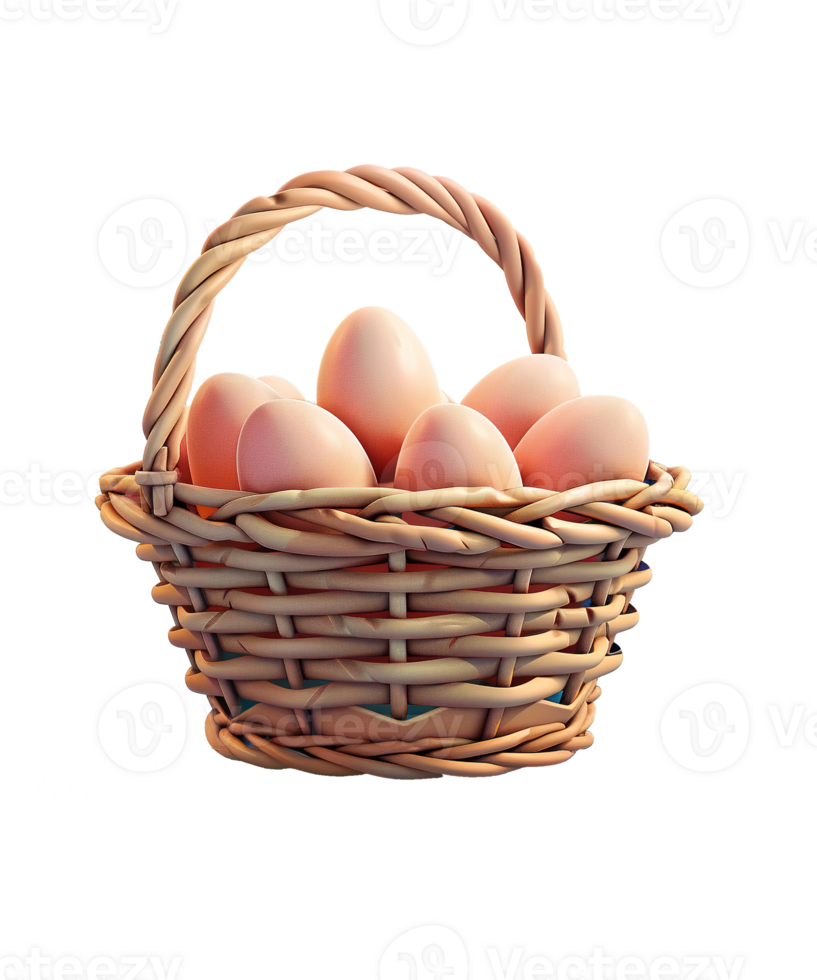 AI generated illustration 3d basket of egg for celebrate easter ai generated png