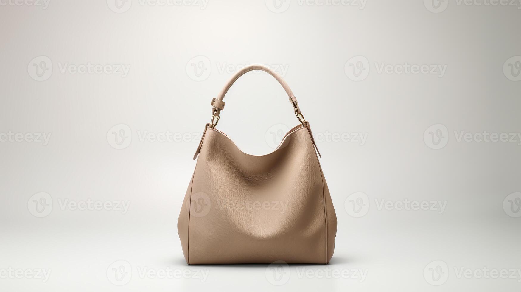 AI generated Taupe Hobo Bag isolated on white background with copy space for advertisement. AI Generated photo