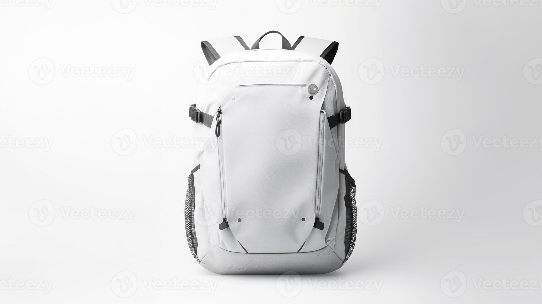 ai generado blanco ciclismo mochila bolso aislado en blanco antecedentes con Copiar espacio para anuncio publicitario. ai generado foto
