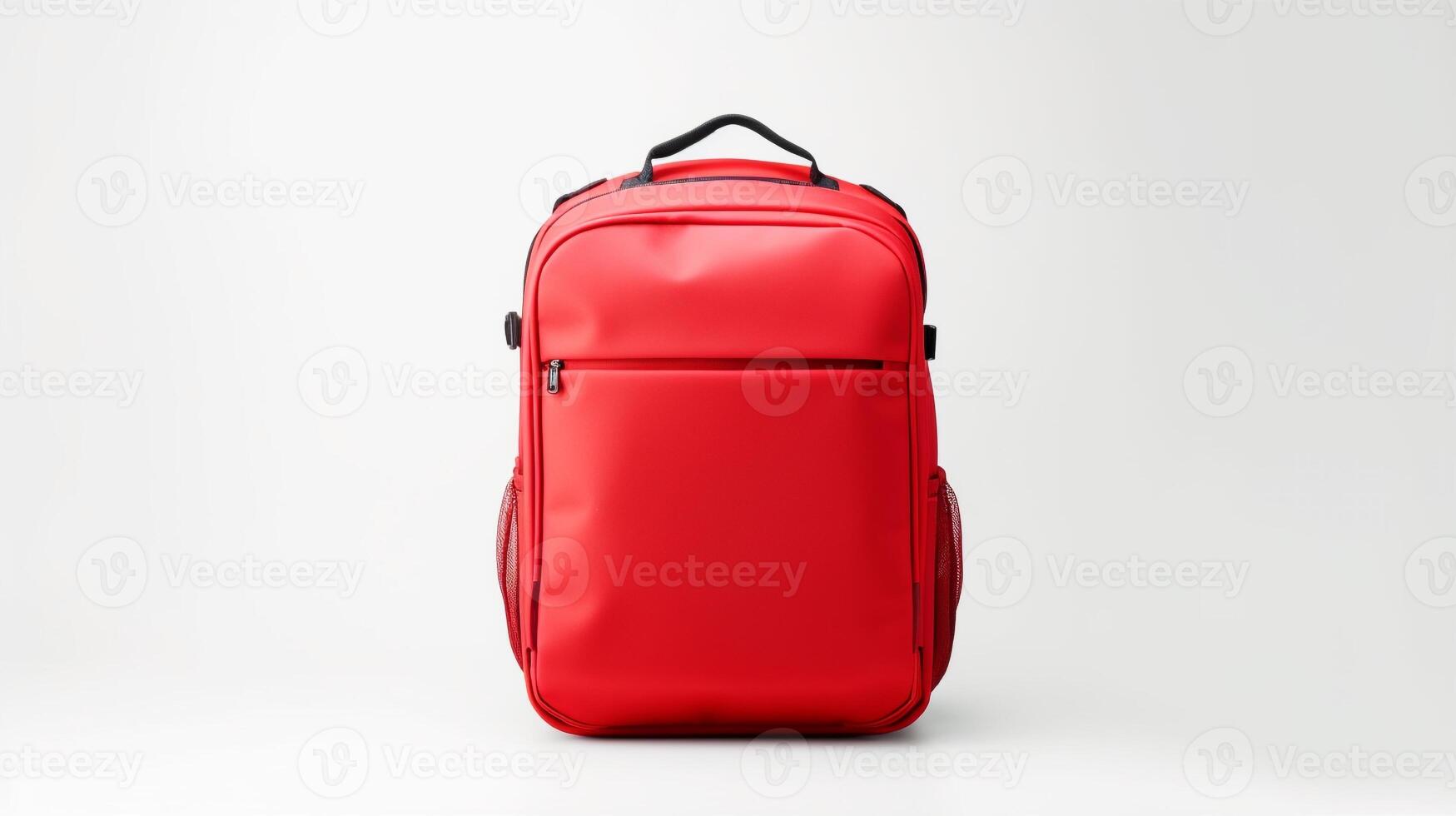 AI generated Red Rolling Backpack Bag isolated on white background with copy space for advertisement. AI Generated photo