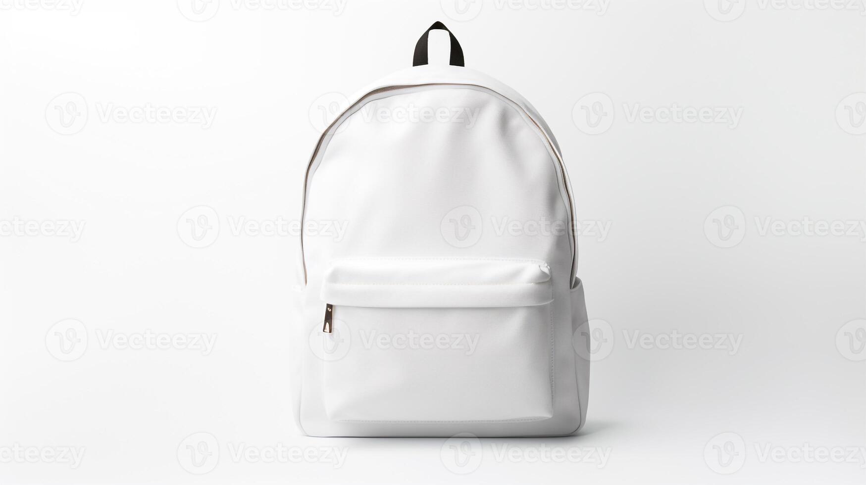 ai generado blanco Moda mochila bolso aislado en blanco antecedentes con Copiar espacio para anuncio publicitario. ai generado foto