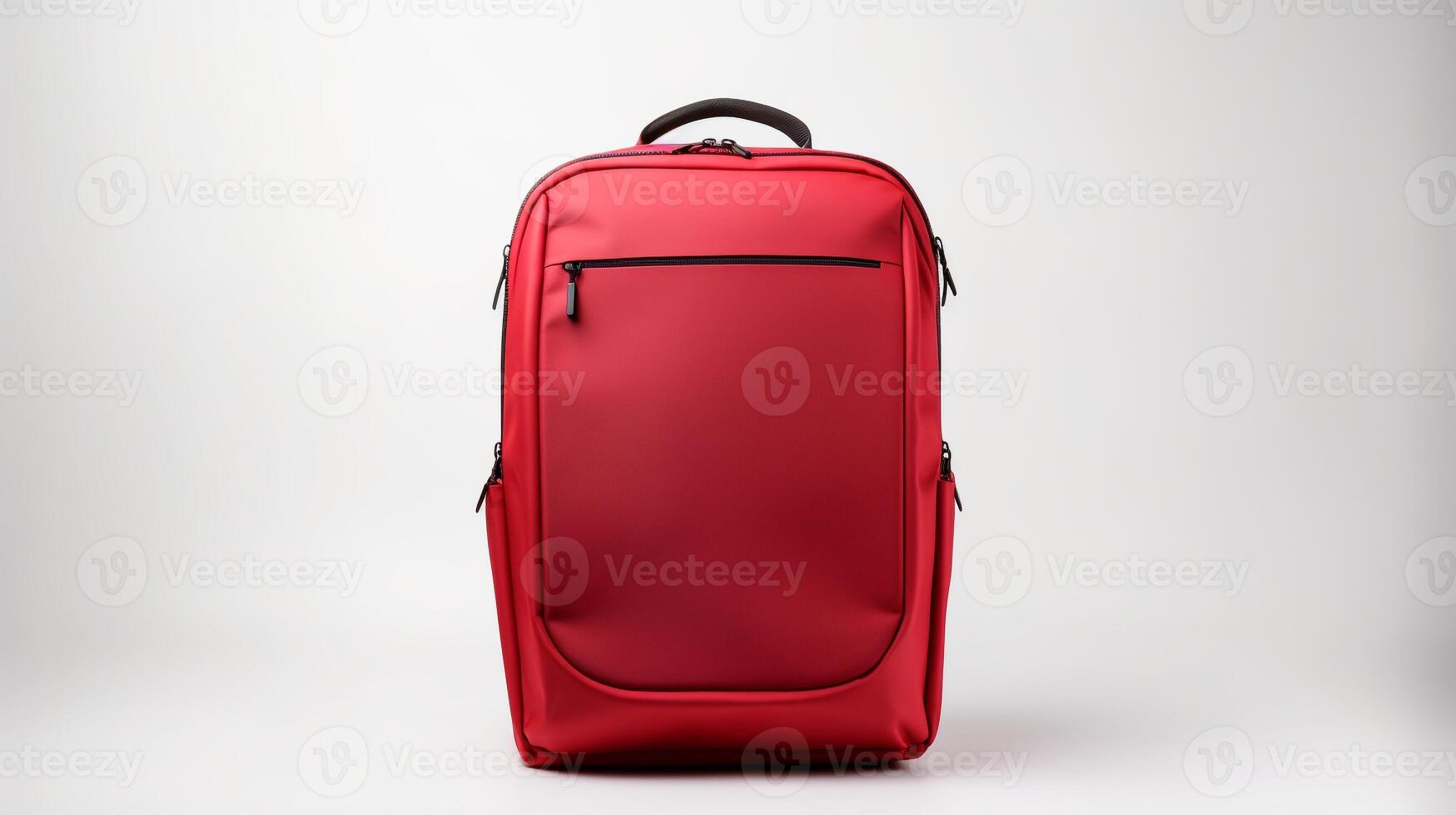 AI generated Red Rolling Backpack Bag isolated on white background with copy space for advertisement. AI Generated photo