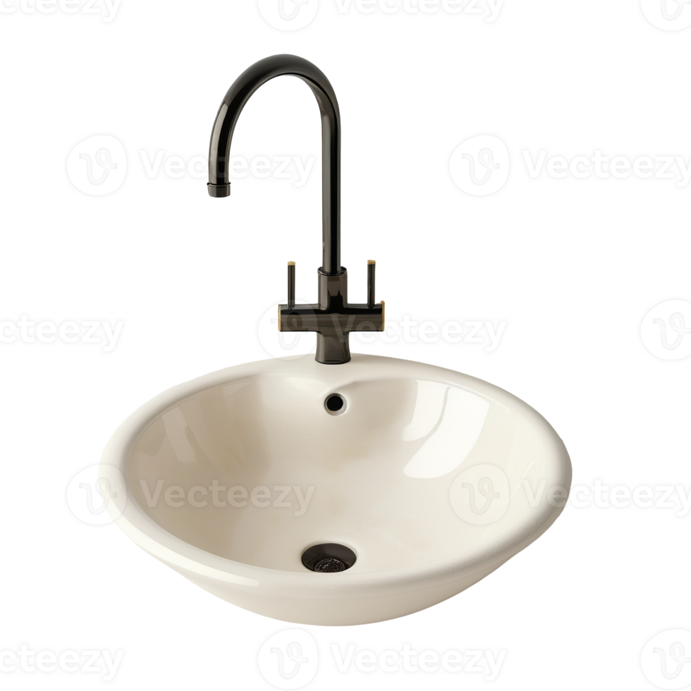 AI generated Ceramic Sink and Faucet Cut Out isolated on transparent background PNG file