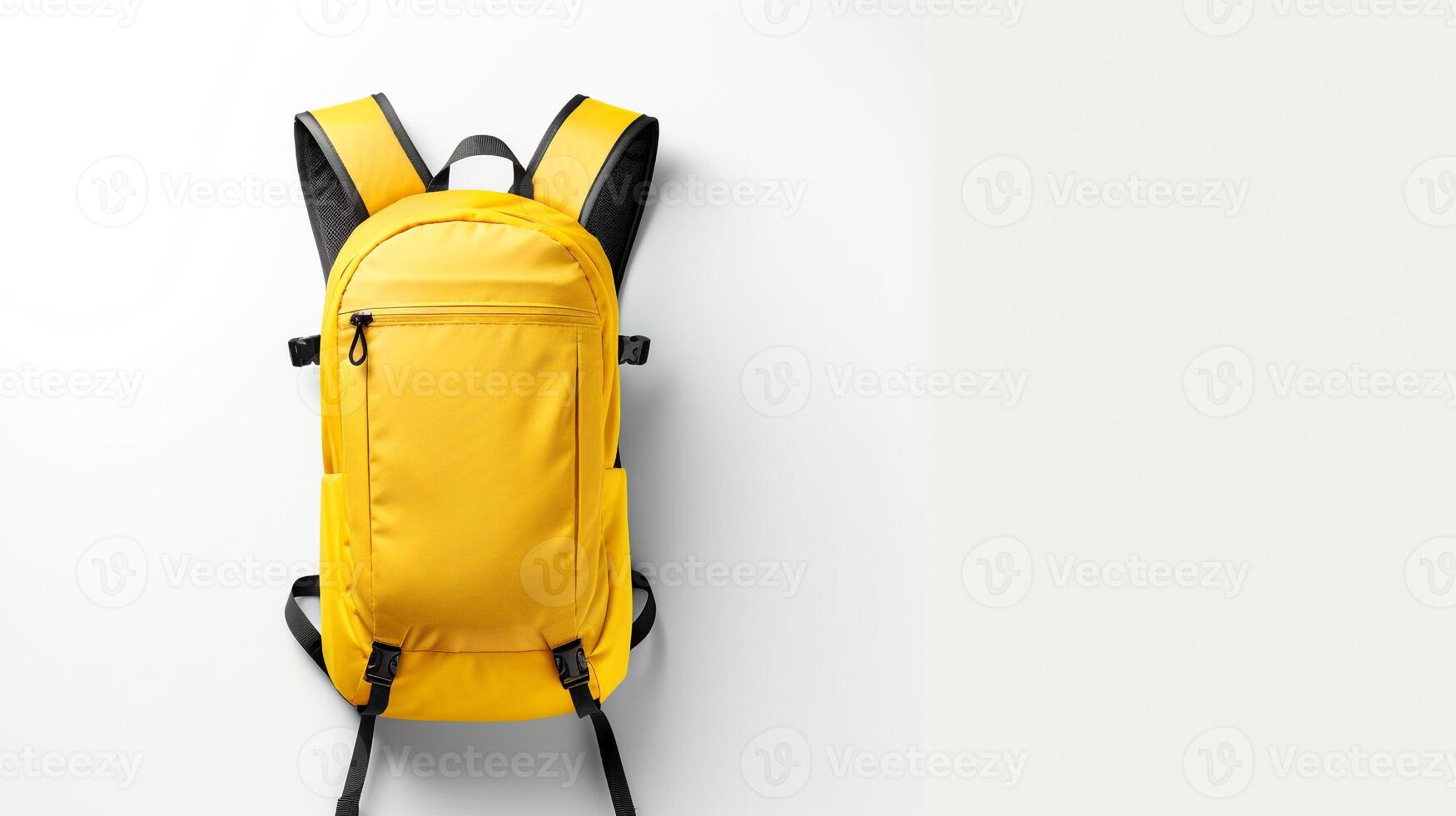 ai generado amarillo hidratación mochila bolso aislado en blanco antecedentes con Copiar espacio para anuncio publicitario. ai generado foto