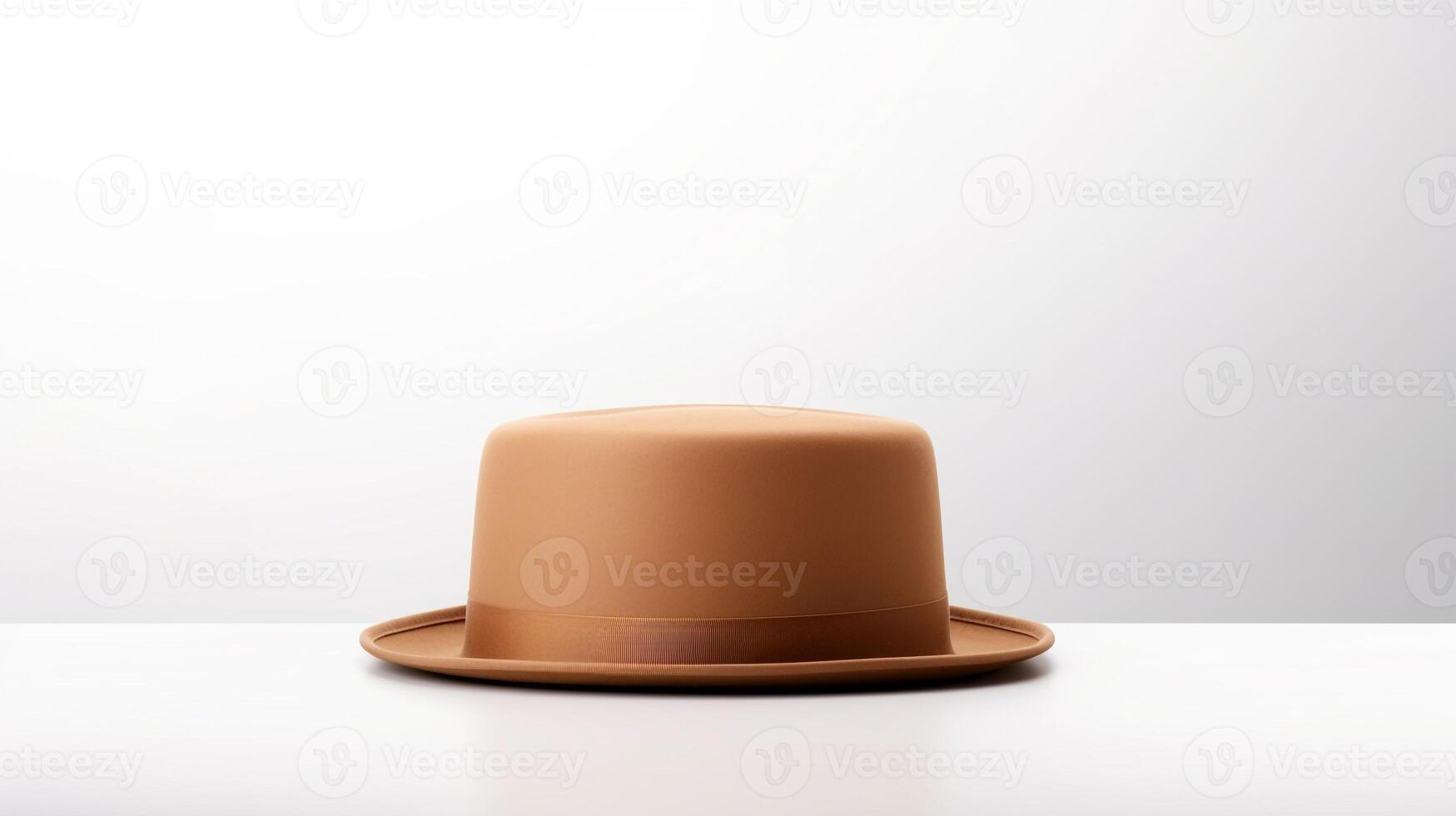 AI generated Photo of Tan Bowler Hat isolated on white background. AI Generated