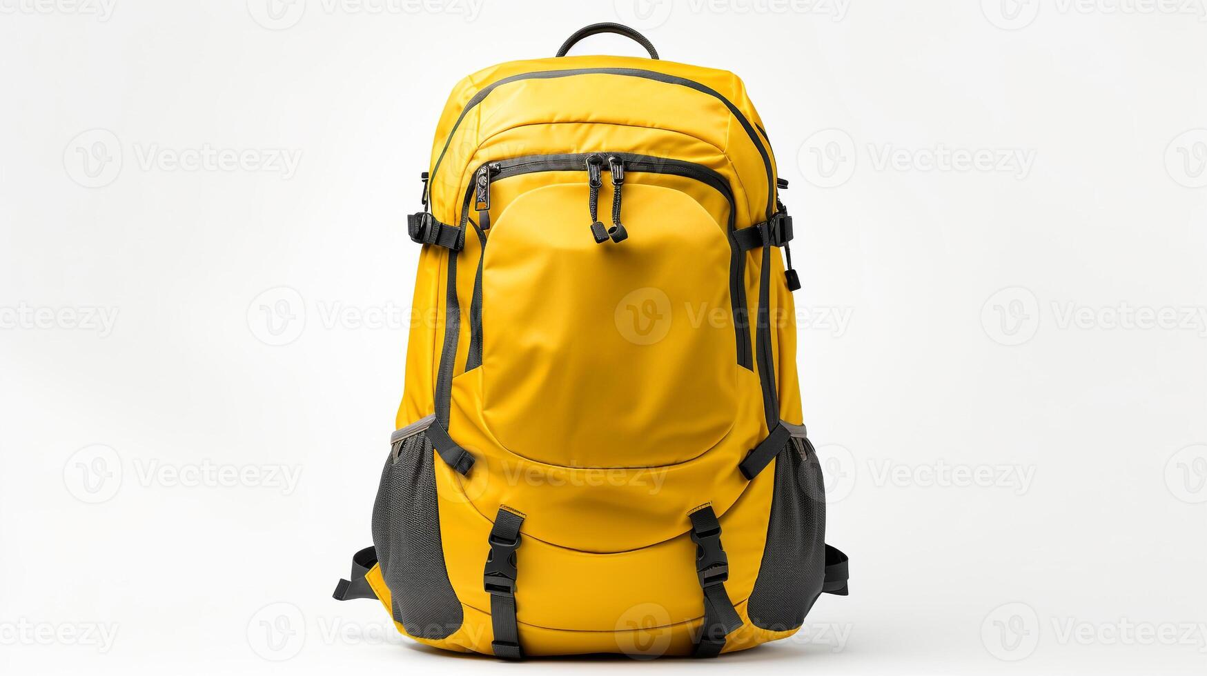 AI generated Yellow Cycling Backpack Bag isolated on white background with copy space for advertisement. AI Generated photo