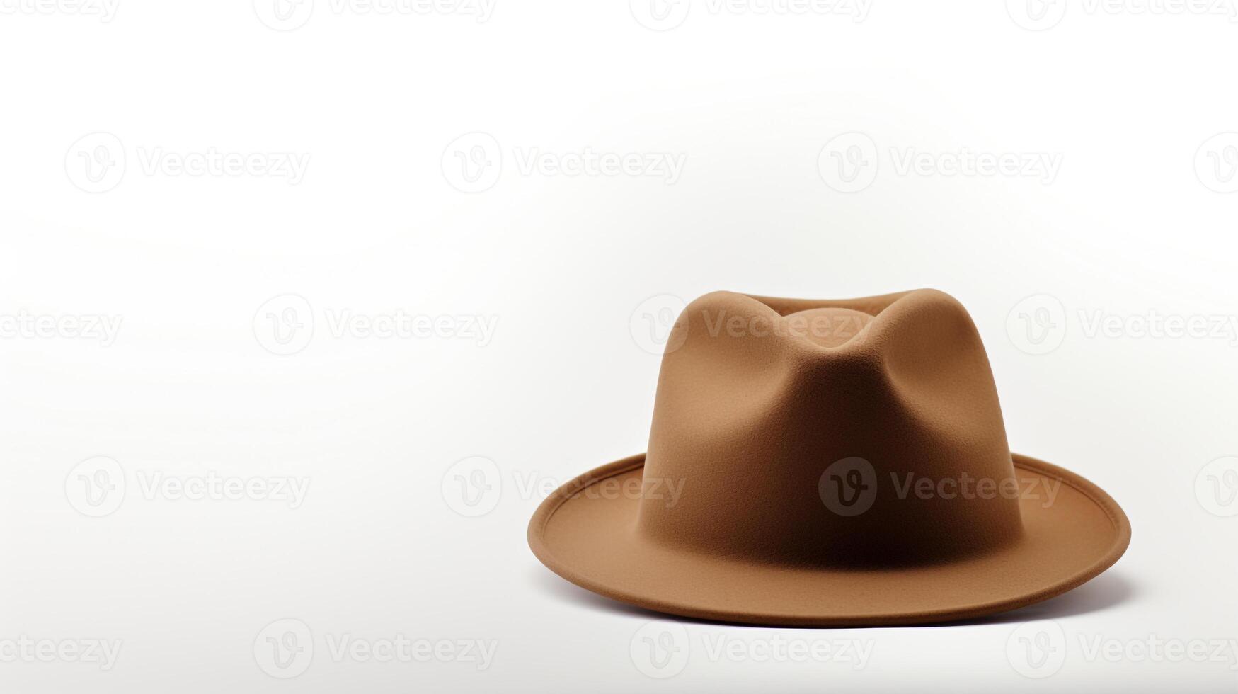 AI generated Photo of Tan Fedora Hat isolated on white background. AI Generated