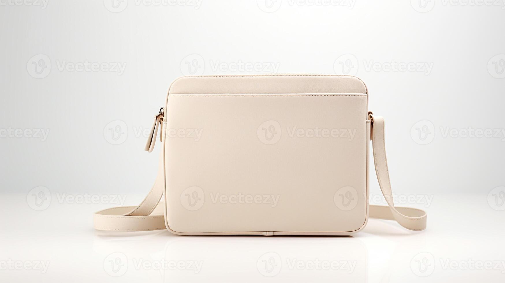 AI generated Cream Crossbody Bag isolated on white background with copy space for advertisement. AI Generated photo