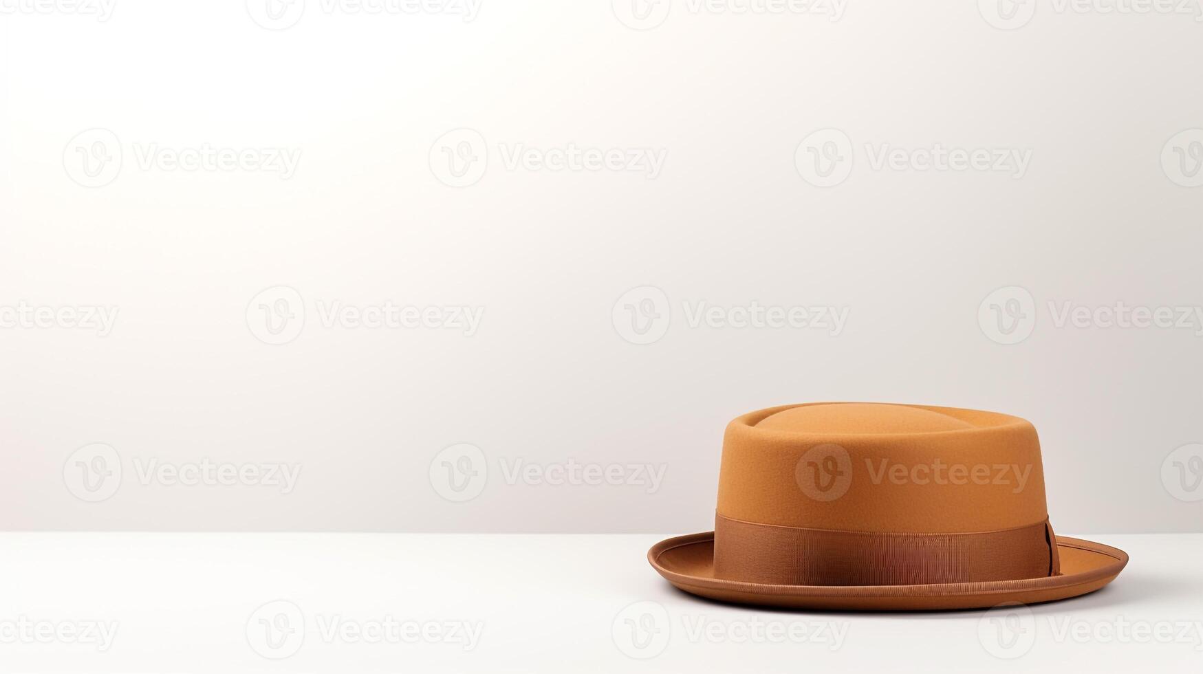 AI generated Photo of Tan Pork Pie Hat isolated on white background. AI Generated
