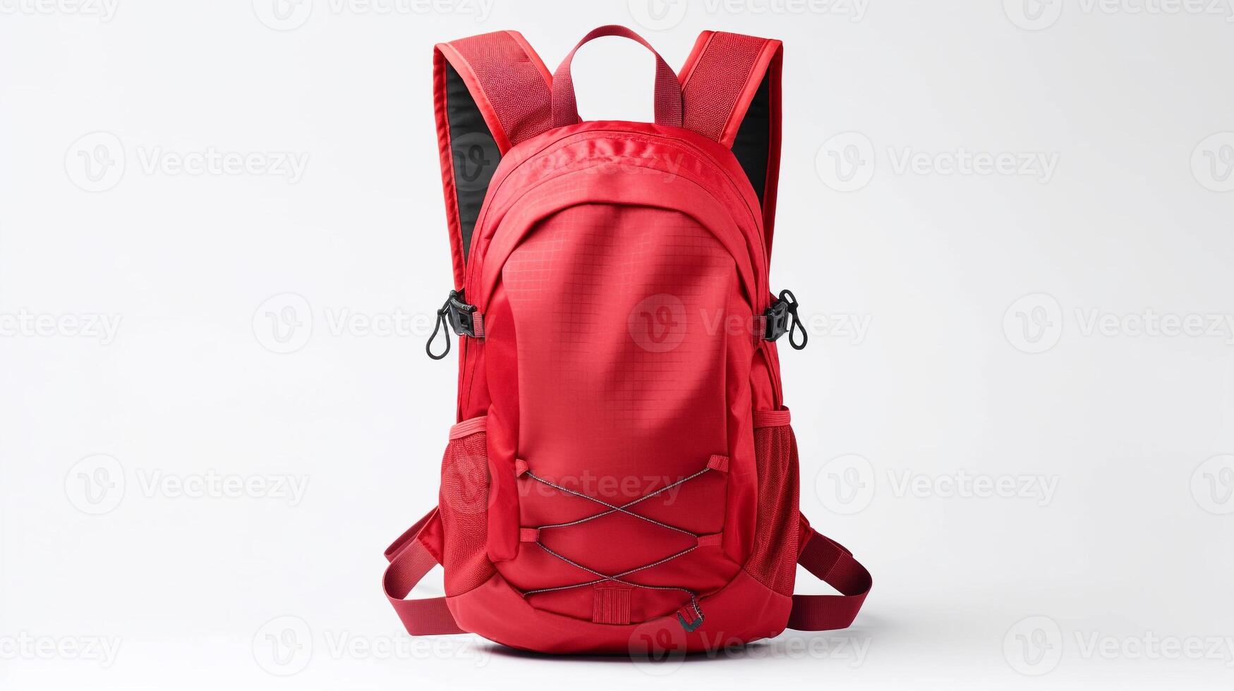 AI generated Red Hydration Backpack Bag isolated on white background with copy space for advertisement. AI Generated photo