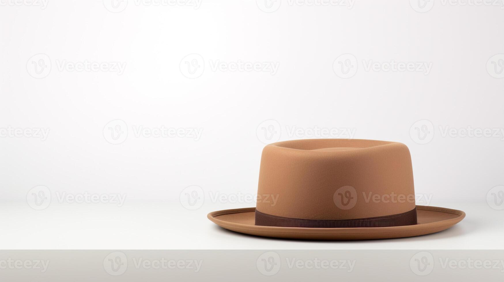 AI generated Photo of Tan Pork Pie Hat isolated on white background. AI Generated