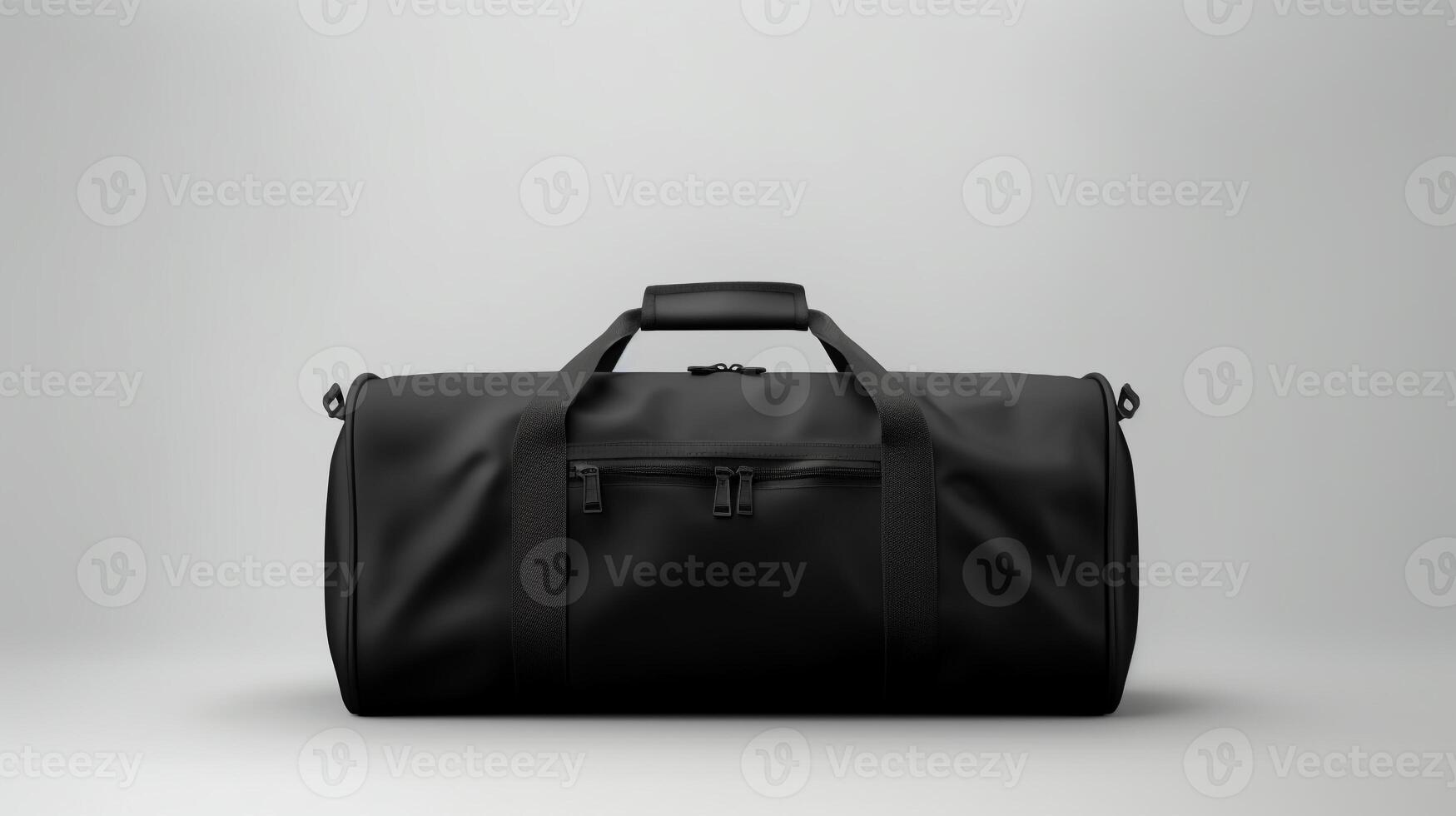 AI generated Black Duffel Bag isolated on white background with copy space for advertisement. AI Generated photo