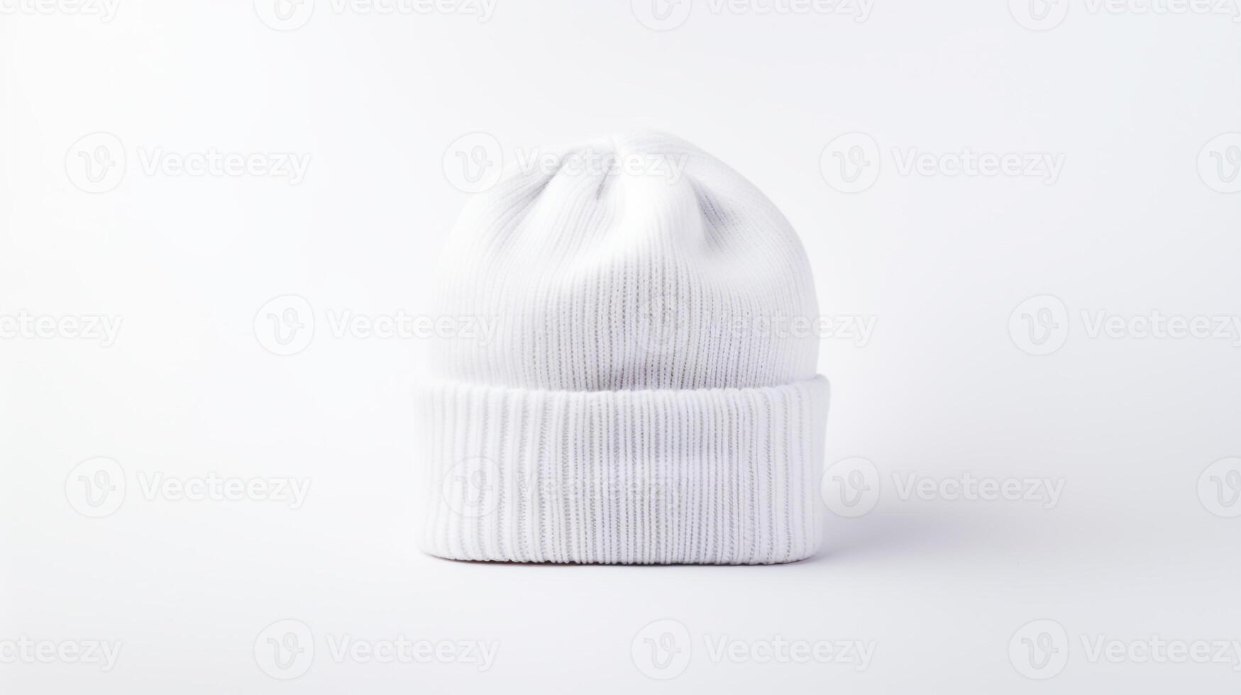 AI generated Photo of White Beanie Hat isolated on white background. AI Generated