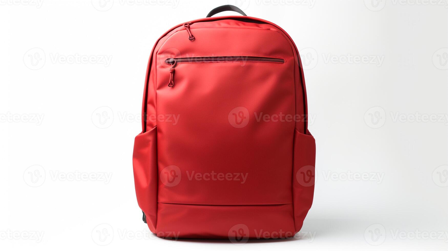 AI generated Red Travel Backpack Bag isolated on white background with copy space for advertisement. AI Generated photo