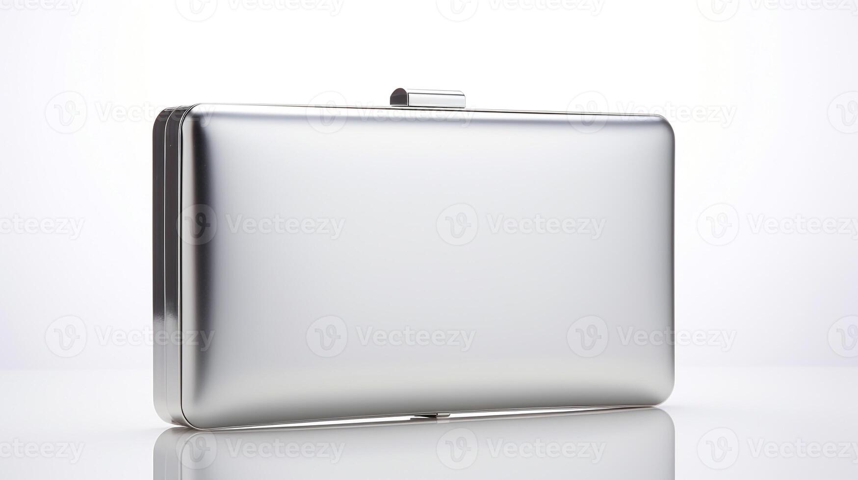 AI generated Silver Box Clutch Bag isolated on white background with copy space for advertisement. AI Generated photo