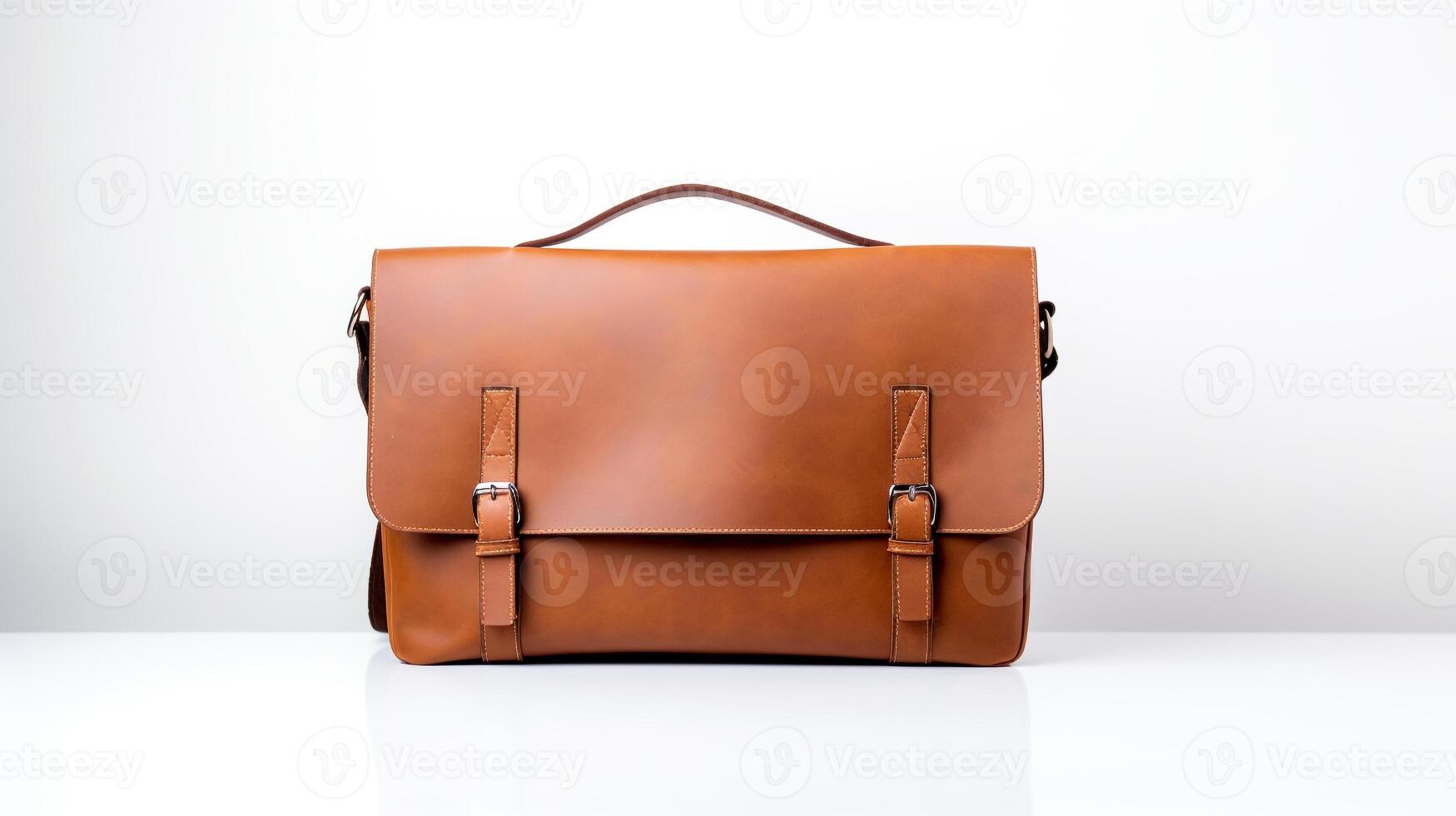 AI generated Tan Messenger Bag isolated on white background with copy space for advertisement. AI Generated photo