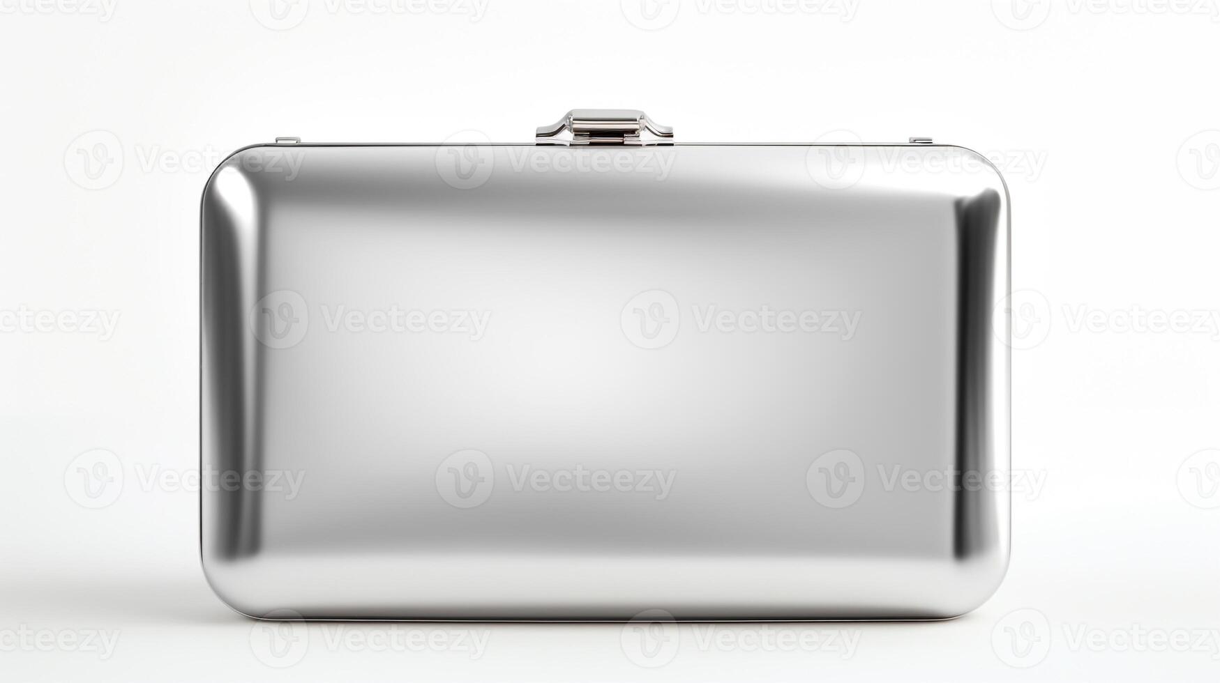 AI generated Silver Box Clutch Bag isolated on white background with copy space for advertisement. AI Generated photo