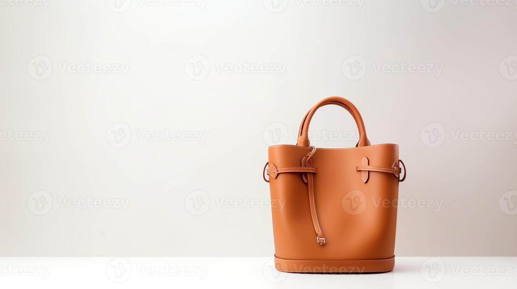 AI generated Tan Bucket Bag isolated on white background with copy space for advertisement. AI Generated photo