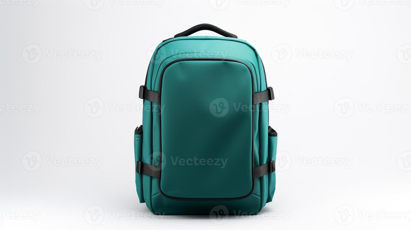 AI generated Teal Rolling Backpack Bag isolated on white background with copy space for advertisement. AI Generated photo