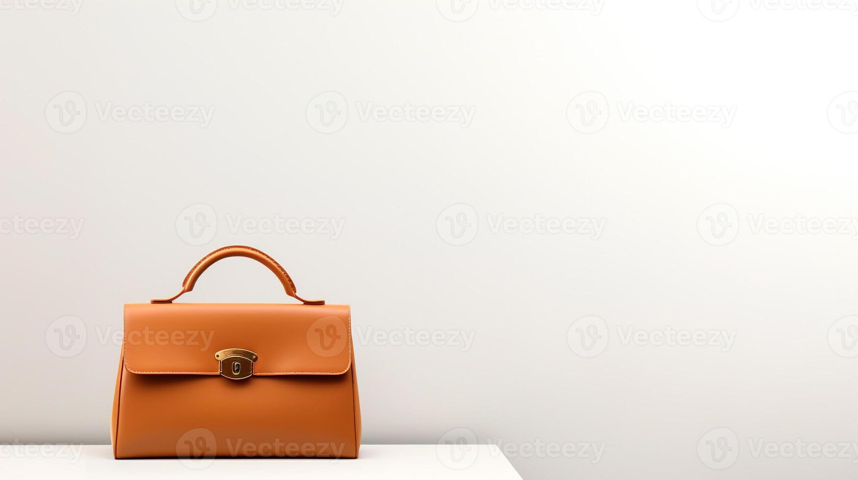 AI generated Tan Satchel Bag isolated on white background with copy space for advertisement. AI Generated photo