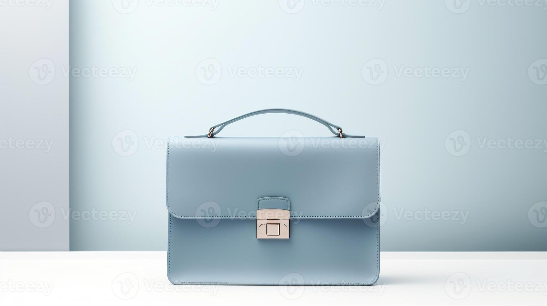 AI generated Slate Blue Satchel Bag isolated on white background with copy space for advertisement. AI Generated photo