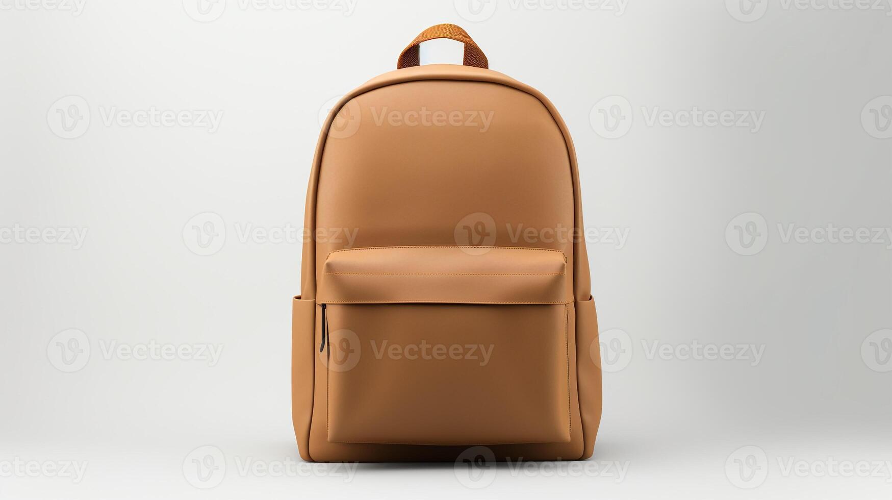 AI generated Tan Backpack Bag isolated on white background with copy space for advertisement. AI Generated photo